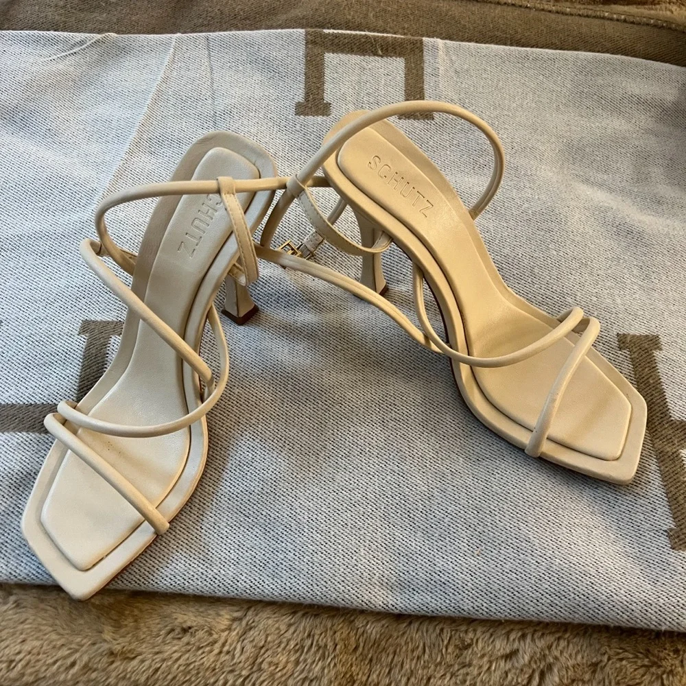 Schutz Women's Cream Strappy Sandals - Picture 3 of 4